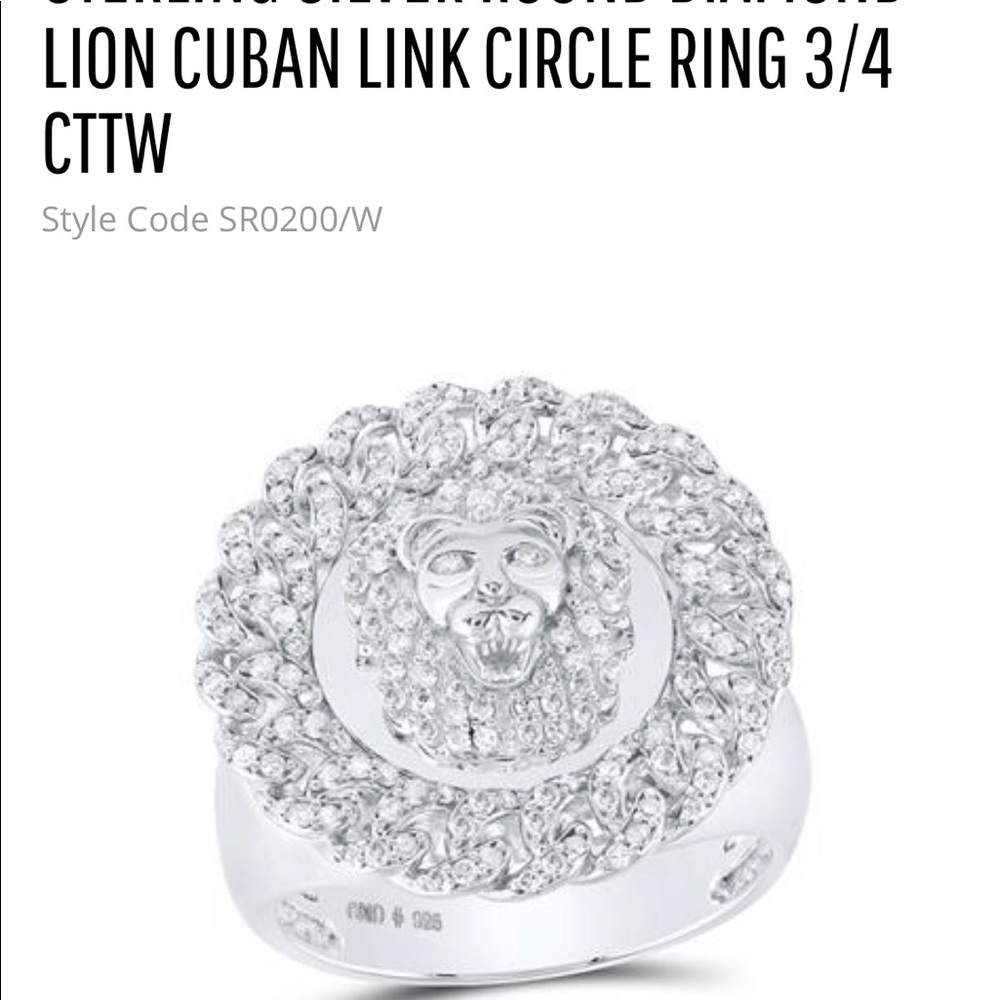 10k white gold vermeil real diamond lion ring FREE Appraisal & posh authenticate
